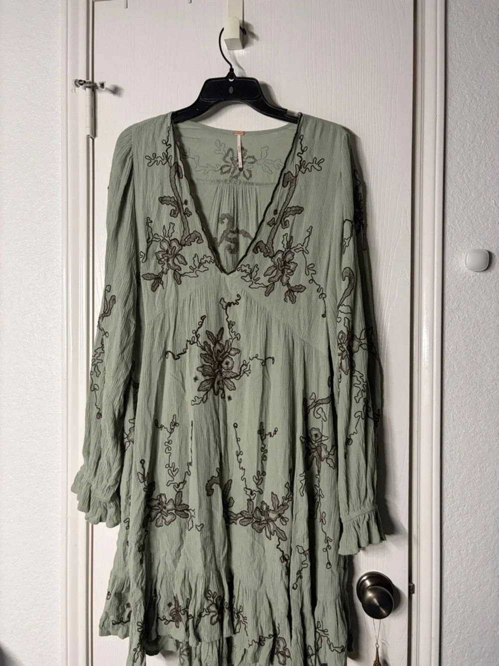 Free People Sage Green Embroidered High-Low Dress - Picture 1 of 4